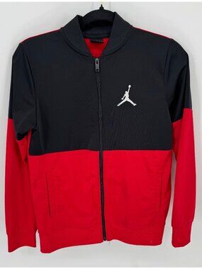 Air Jordan Youth Full Zip Colorblock Jacket Black & Red Size Large